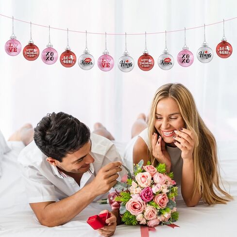 12 قطعة من كرات عيد الحب على شكل قلب كيوبيد الأحمر الشفاه شجرة معلقة زينة عيد الحب سعيد قبلات الحب العناق قلادة داخلية في الهواء الطلق ديكور زينة عيد الجالينتين لوازم الزفاف in Saudi Arabia