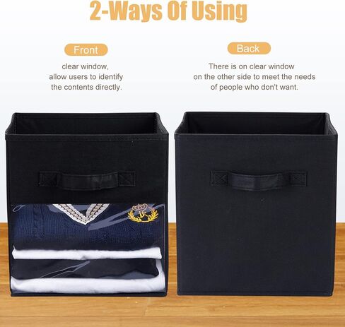 6 قطع مكعبات تخزين قماشية قابلة للطي، صناديق تخزين مكعبة مقاس 11 بوصة، صناديق تخزين صغيرة، سلال أرفف بمقبضين متينين ونافذة شفافة، للملابس والألعاب والكتب والخزانة والرف وغرفة الأطفال، رمادي in Kuwait