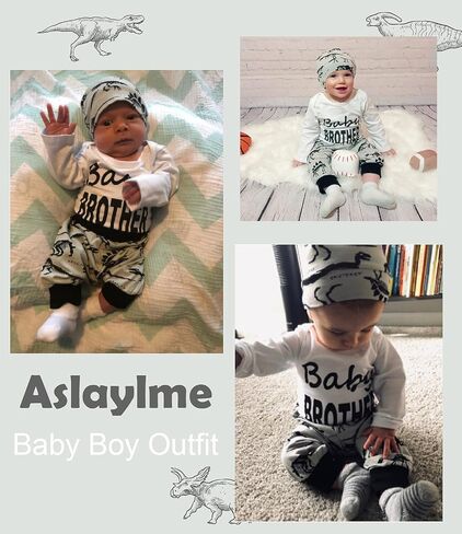 Aslaylme Baby Boy Outfit Newborn Coming Home Outfit Dinosaur Clothes in Kuwait