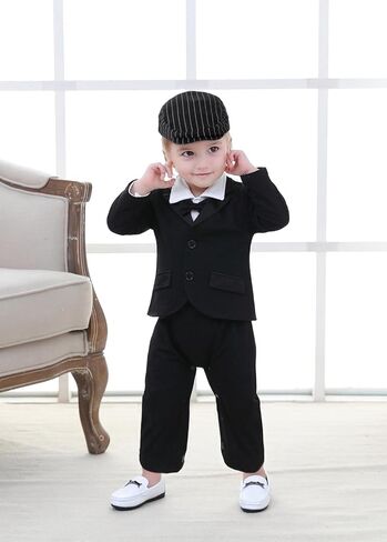 طفل رضيع السترة طويلة الأكمام رومبير شهم مع ربطة عنق الزي 2 قطعة مجموعات in Kuwait