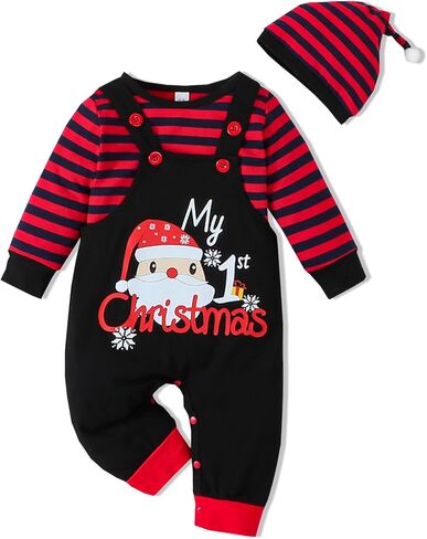 VINUOKER Baby Boy Halloween Clothes,Long Sleeve T-Shirt + Overalls,3pc My First Halloween Outfit,Infant Suspender Outfit Set in Kuwait