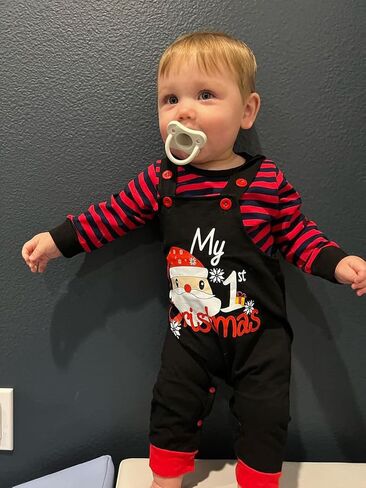 VINUOKER Baby Boy Halloween Clothes,Long Sleeve T-Shirt + Overalls,3pc My First Halloween Outfit,Infant Suspender Outfit Set in Kuwait