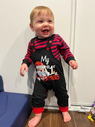 VINUOKER Baby Boy Halloween Clothes,Long Sleeve T-Shirt + Overalls,3pc My First Halloween Outfit,Infant Suspender Outfit Set in Kuwait