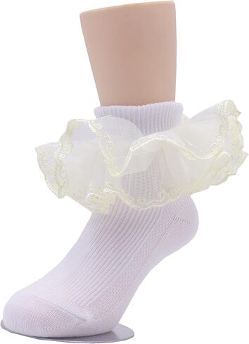 Xiyadun Girls Ruffle Lace Eyelet Frilly Ankle Dress Socks for Infant/Toddler/Girl in Kuwait