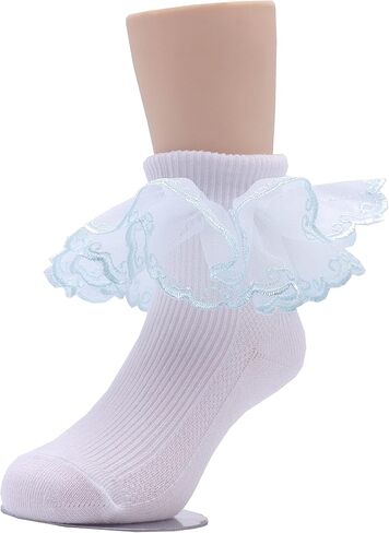 Xiyadun Girls Ruffle Lace Eyelet Frilly Ankle Dress Socks for Infant/Toddler/Girl in Kuwait