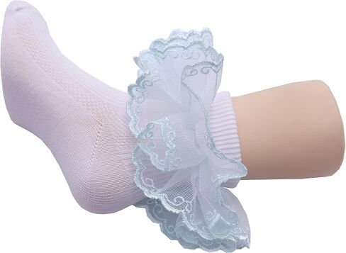 Xiyadun Girls Ruffle Lace Eyelet Frilly Ankle Dress Socks for Infant/Toddler/Girl in Kuwait