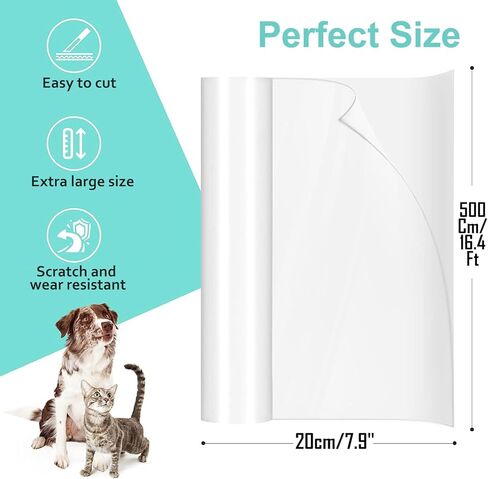 واقي أريكة القطط، 7.9 بوصة × 16.4 قدم، واقي أثاث سميك مضاد للخدش للقطط، واقي أريكة القطط شفاف 100%، واقي خدش القطط لجدار الباب in Kuwait