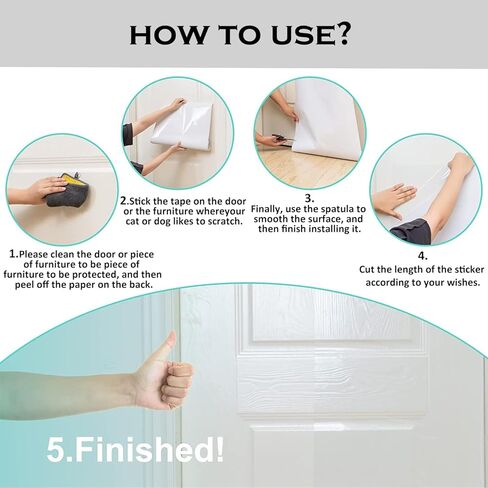 واقي أريكة القطط، 7.9 بوصة × 16.4 قدم، واقي أثاث سميك مضاد للخدش للقطط، واقي أريكة القطط شفاف 100%، واقي خدش القطط لجدار الباب in Kuwait