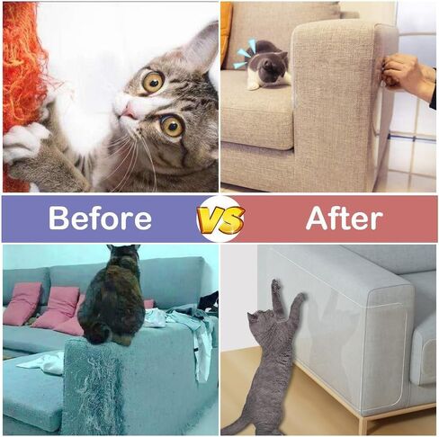 Couch Protector for Cats, 12-Pack Mix Size Anti Cat Scratch Furniture Protector, Cat Scratch Deterrent Tape, Heavy Duty Anti-Scratch Protectors for Leather Furniture, Sofa, Door, Bed in Kuwait