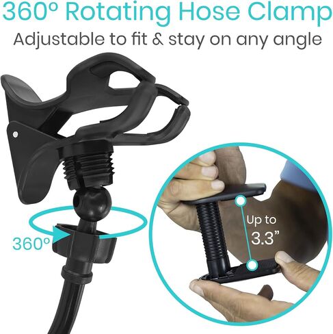 Vive CPAP Hose Holder for Bed - CPAP Hose Hanger with Clamp - CPAP Stand Tubing Holding Accessories Prevent Tube Leakage and Tangle - BiPAP, C-Pap Mask, Sleep Apnea Hose Lift Clamp Height Adjustable in Saudi Arabia