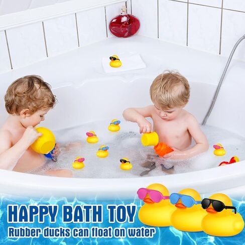 Chivao 36 Pcs Mini Rubber Ducks with 36 Sunglasses Rubber Ducks in Bulk Bathtub Duckies Toys for Kids Christmas Valentine's Day Gifts Birthday Party Favors Cruise(Multi Color, Duck with Sunglasses) in Saudi Arabia