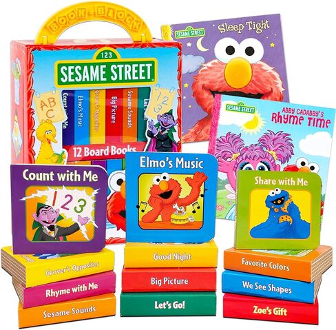 Sesame Street Board Books Set Toddlers Babies Bundle ~ Pack of 12 Chunky My First Library Board Book Block with Stickers (Elmo Books for Infants) in Kuwait