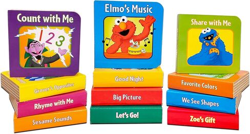 Sesame Street Board Books Set Toddlers Babies Bundle ~ Pack of 12 Chunky My First Library Board Book Block with Stickers (Elmo Books for Infants) in Kuwait
