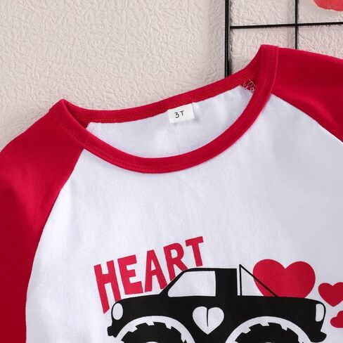 تي شيرت Valentines Tees للأطفال الأولاد والبنات تي شيرت مطبوع عليه Heart Breaker 3/4 بأكمام طويلة لعيد الحب للأطفال الصغار in Kuwait