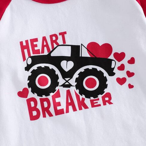 تي شيرت Valentines Tees للأطفال الأولاد والبنات تي شيرت مطبوع عليه Heart Breaker 3/4 بأكمام طويلة لعيد الحب للأطفال الصغار in Kuwait