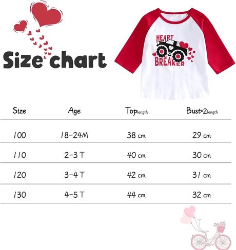 تي شيرت Valentines Tees للأطفال الأولاد والبنات تي شيرت مطبوع عليه Heart Breaker 3/4 بأكمام طويلة لعيد الحب للأطفال الصغار in Kuwait