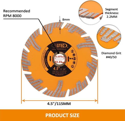 BGTEC Diamond Saw Blade, 5"/125mm Granite Cutting Disc for Circular Saw Cutting Marble, Concrete,Masonry,Ceramic,Porcelain,2pcs in Saudi Arabia