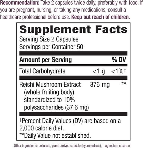 Nature’s Way Reishi Mushroom Supports Immune Function* Non-GMO Project Verified Adaptogenic* 100 Capsules in Saudi Arabia
