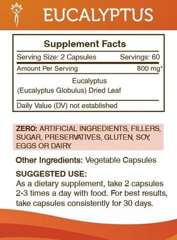 Secrets of the Tribe Eucalyptus 60 Capsules, 800 mg, Eucalyptus (Eucalyptus Globulus) Dried Leaf (60 Capsules) in Saudi Arabia