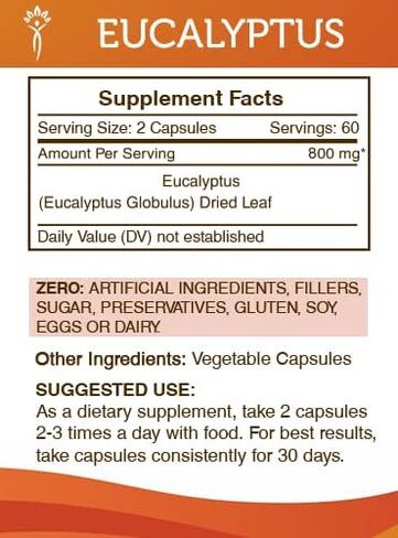 Secrets of the Tribe Eucalyptus 60 Capsules, 800 mg, Eucalyptus (Eucalyptus Globulus) Dried Leaf (60 Capsules) in Saudi Arabia