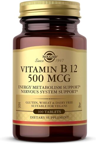 Solgar Vitamin B12 500 mcg - 100 Tablets - Vegan, Gluten Free, Dairy Free, Kosher - 100 Servings in Saudi Arabia