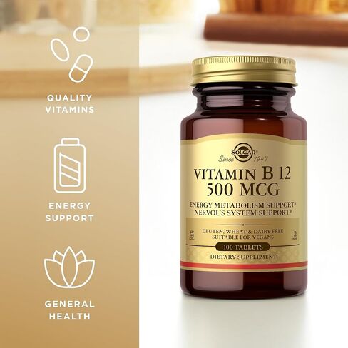 Solgar Vitamin B12 500 mcg - 100 Tablets - Vegan, Gluten Free, Dairy Free, Kosher - 100 Servings in Saudi Arabia