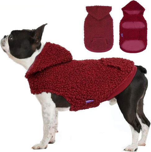 cyeollo Sherpa Dog Hoodie Reversible Vest for Dogs Waterproof Windproof Cozy Winter Clothes Thermal Fuzzy Cold Weather Coats Sweatshirt with Pocket Puppy Cat Apparel, Blue Small in Saudi Arabia