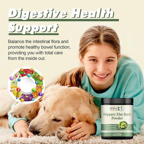 Alliwise Organic Slippery Elm Bank Powder 240g - Herbal Supplement for Soothes Throat,Relieves Coughs & Supports Digestive Health - Non-GMO, Gluten Free, Vegetarian Friendly. in Kuwait
