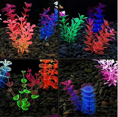 10 قطع من نباتات حوض السمك الاصطناعية، حجم صغير 2 الى 4.5 انش ارتفاع تقريبي لتزيين حوض السمك ديكور المنزل البلاستيك in Kuwait