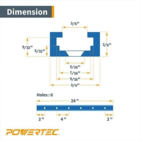 مسار POWERTEC 71857 مقاس 24 بوصة × 2 عالمي على شكل حرف T مع قطعة واحدة مقاس 3 بوصات على شكل حرف T لأعمال النجارة، مسار T مزدوج القطع مع توقف فليب السياج in Kuwait