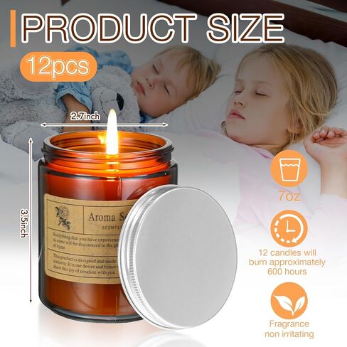 MTLEE 12 Pack Candles for Home Scented 84oz 600 Hour Long Lasting in Total Soy Wax Candles Gifts Jar Candles in Bulk Aromatherapy Candles Gifts for Women Valentine Birthday Mother's Day Present in Saudi Arabia