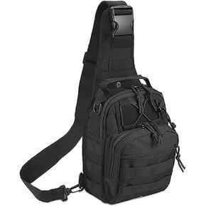 Q&Q ESSENTIALS Men Backpack Tactical Sling Bag Chest Shoulder Fanny Pack Cross Body Pouch Sport (Black) in Kuwait