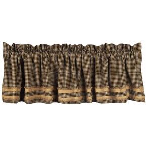 Home Collection by Raghu Newbury Gingham Black with Oat Trim Black and Oat Valance, 72 by 15.5 in Kuwait