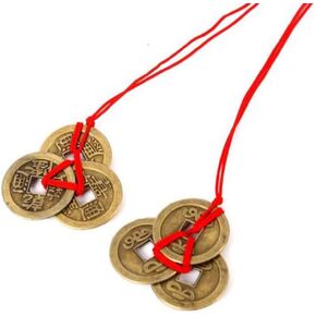 YPY 2 Pack Chinese Feng Shui Coins Set & Lucky Charm Ancient I Ching Coins for Prosperity Protection Good Fortune Wealth and Successes (2, Circular Ornaments)