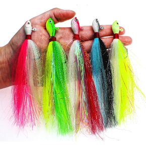 Fishing Jigs Kit Bucktail Jigs Hair Swimbait Heads Marabou Feather in Saudi Arabia