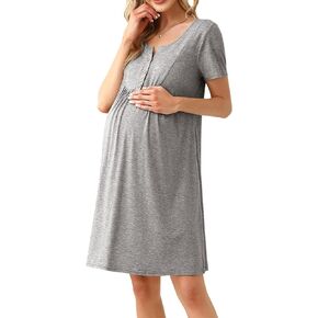 KOJOOIN Womens Maternity Short Sleeve Midi Summer Dresses