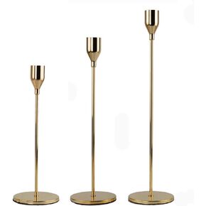 مجموعة من 3 حوامل شمعدان ذهبية، حامل شموع مزخرف لطاولة الزفاف/الطعام، حامل شموع ذهبي على ضوء الشموع، حامل شموع زينة (S+M+L) in Kuwait