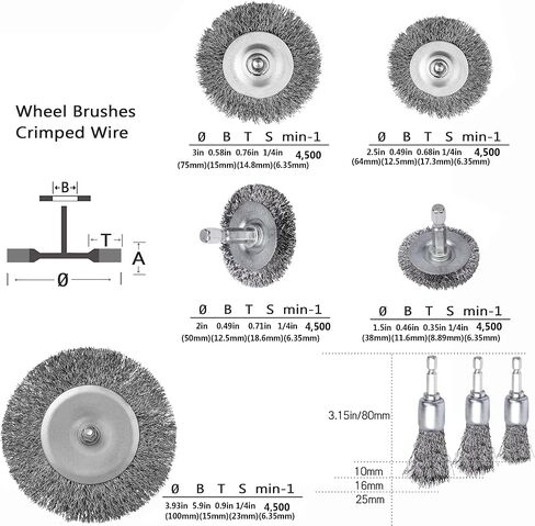 Wire Wheel for Drill Cup Brush Set,0.012-Inch Coarse Crimped Carbon Steel,Die Grinder Wire Brush for Drill,1/4In Hex Shank(12 Pack) in Saudi Arabia