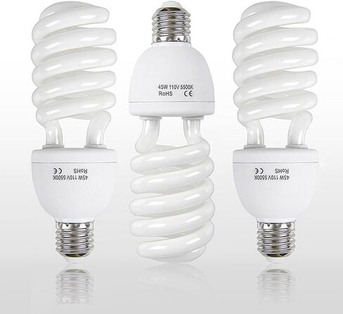 SLOW DOLPHIN Photo CFL Full Spectrum Light Bulb, 45W 5500K CFL Daylight Photography Photo Video Studio Lighting (3PCS) in Kuwait