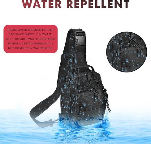 Q&Q ESSENTIALS Men Backpack Tactical Sling Bag Chest Shoulder Fanny Pack Cross Body Pouch Sport (Black) in Kuwait