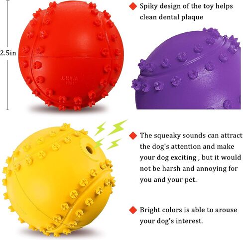 Frienda Squeaky Dog Toy Ball Reliable Rubber Squeaker Fun Interactive Toys Puppy Chew Toys Beach Outdoor Dog Ball for Large and Small Dog (Tennis Shape) in Saudi Arabia
