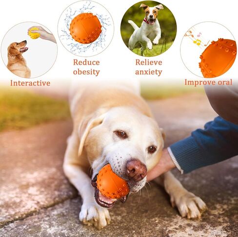 Frienda Squeaky Dog Toy Ball Reliable Rubber Squeaker Fun Interactive Toys Puppy Chew Toys Beach Outdoor Dog Ball for Large and Small Dog (Tennis Shape) in Saudi Arabia