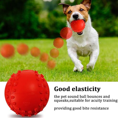 Frienda Squeaky Dog Toy Ball Reliable Rubber Squeaker Fun Interactive Toys Puppy Chew Toys Beach Outdoor Dog Ball for Large and Small Dog (Tennis Shape) in Saudi Arabia