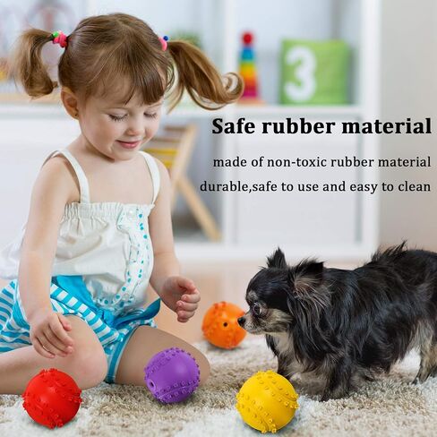 Frienda Squeaky Dog Toy Ball Reliable Rubber Squeaker Fun Interactive Toys Puppy Chew Toys Beach Outdoor Dog Ball for Large and Small Dog (Tennis Shape) in Saudi Arabia