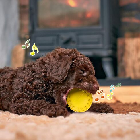 Frienda Squeaky Dog Toy Ball Reliable Rubber Squeaker Fun Interactive Toys Puppy Chew Toys Beach Outdoor Dog Ball for Large and Small Dog (Tennis Shape) in Saudi Arabia