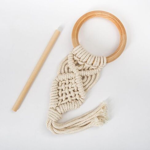 Farmhouse Curtain Tiebacks,Handmade Rustic Curtain Holdbacks for Drapes，Natural Cotton Jute Rope with Wood Club，Braided Curtain Holder with Tassel，Boho Decor Drapery Holder 2pcs (White) in Saudi Arabia