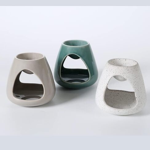 MXIANG Ceramic Oil Burner Wax Melt Burner Black and White 5" Set of 1 (White) in Saudi Arabia