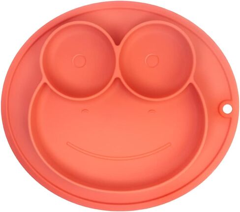 Toddler Plates with Suction, Silicone Plate for Baby, Baby Placemat Divided Baby Dish, 100% BPA Free Food Grade Silicone, Infant Feeding Bowls, Dishwasher Safe (Orange) in Saudi Arabia