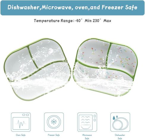 SFCCMM Suction Plates for Toddler & Baby - 100% Food Grade Silicone - Plates Stay Put with Suction - Divided Design Plates for Picky Toddler - Dishwasher &Microwave Safe - BPA Free (Lite Blue, Grey) in Kuwait