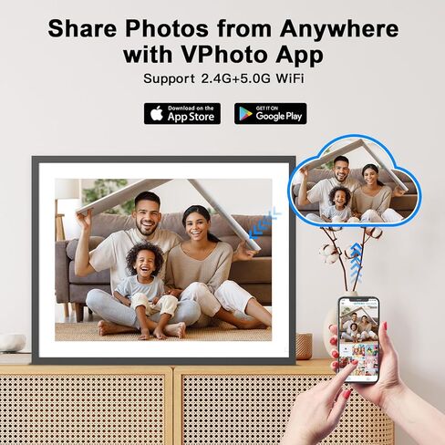 Digital Photo Frame Extra Large Digital Picture Frame - 17 inch Dual WiFi Picture Frame 32GB, Full Function, Motion Sensor, Wall Mountable, Sharing Photos Videos via App Email, Unlimited Cloud Storage in Kuwait
